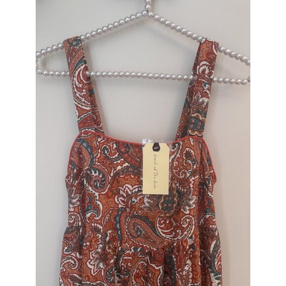 NWT Band Of The Free Womens Size S Orange Paisley Maxi Dress Floral Sleeveless - Picture 2 of 5